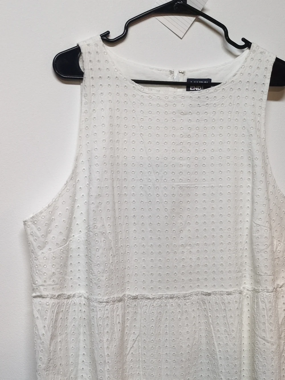 LANDS END White Eyelet Cotton Tiered Tank Dress Size 1X - Picture 4 of 8